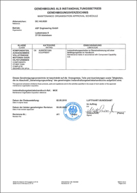 EASA - Genehmigung als Instandhaltungsbetrieb - DE.145.0020