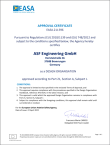 ASF Engineering GmbH - EASA Approval as Design Organisation - EASA.21J.596 - Dokument