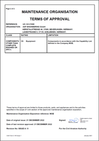 UK CAA APPROVAL Part 145 OS EAA-6428: UK.145.01698 - Page 2